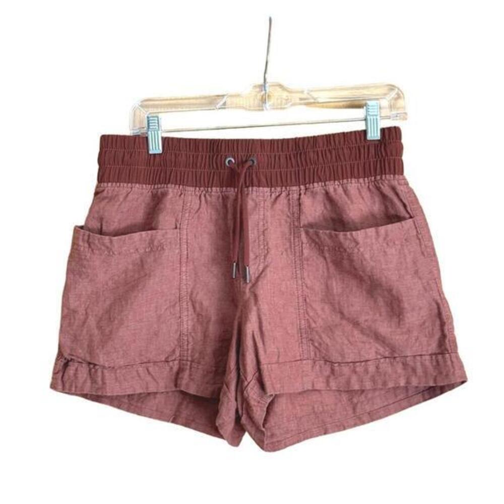 Athleta Casual Rust Brown Elastic Waist Drawstring Shorts with Pockets Size 8